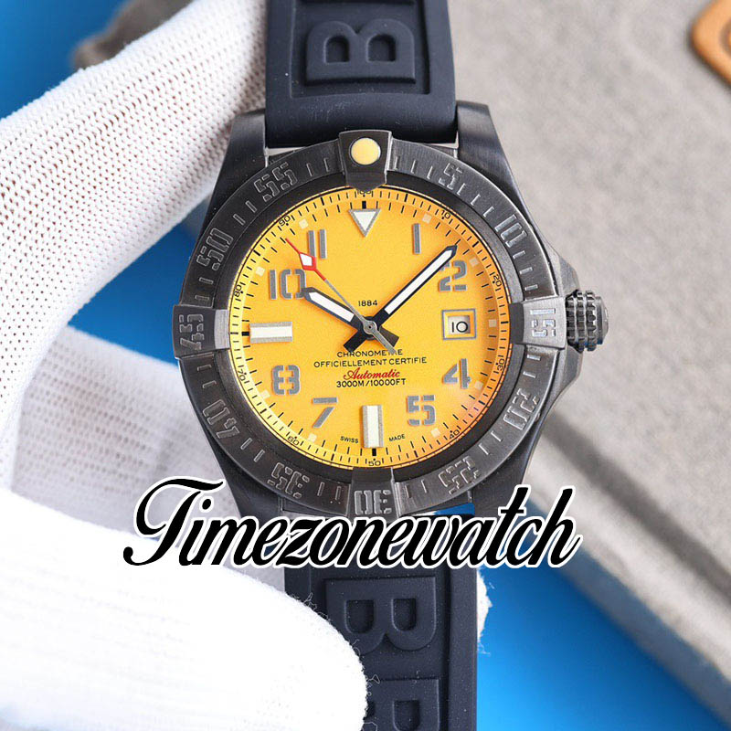 43mm II Dive Seawolf A17331101I1S2 Orologio automatico da uomo A17331101 Cassa in acciaio Quadrante giallo Indicatori numerici cinturino in caucciù Orologi TWBE Timezonewatch C138A2