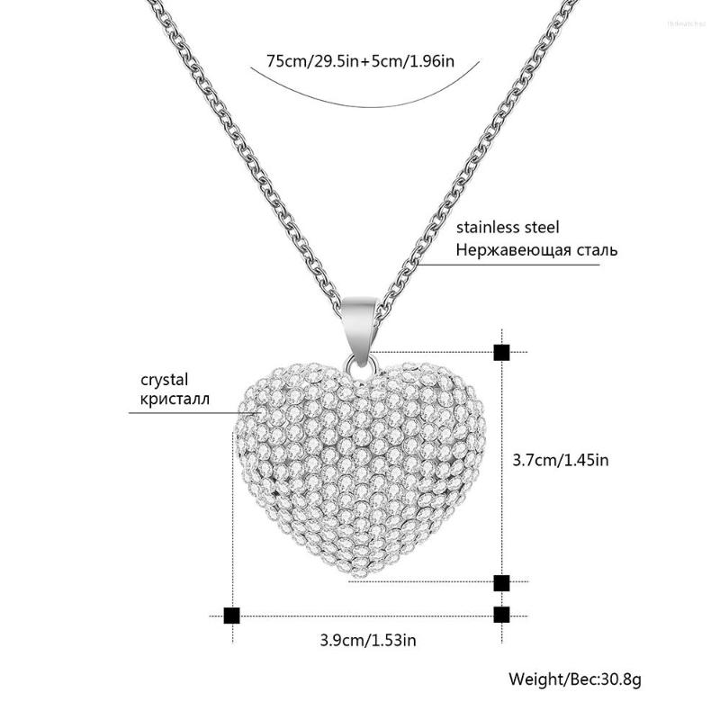 Colliers pendants à la mode Crystal Love Heart Neckce pour femmes Chaîne en acier inoxydable Hingestone Fashion Bijoux Lover Pretty280n