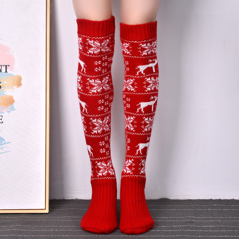 Christmas socks Women039s Long Knitted Stocking For Girls Ladies Women Winter Knit Sock Thigh High Over The Knee stockings6653711