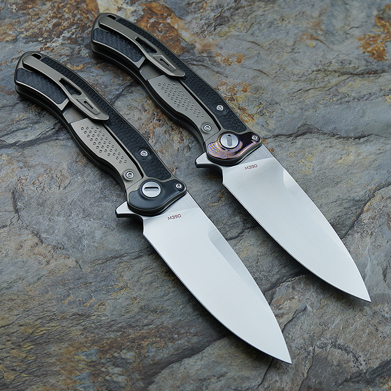 Coltello Kevin John Venom M390 Bone Doctor Titanium CF Timascus Maniglia Flipper Coltelli pieghevoli tascabili da caccia all'aperto Fast Open