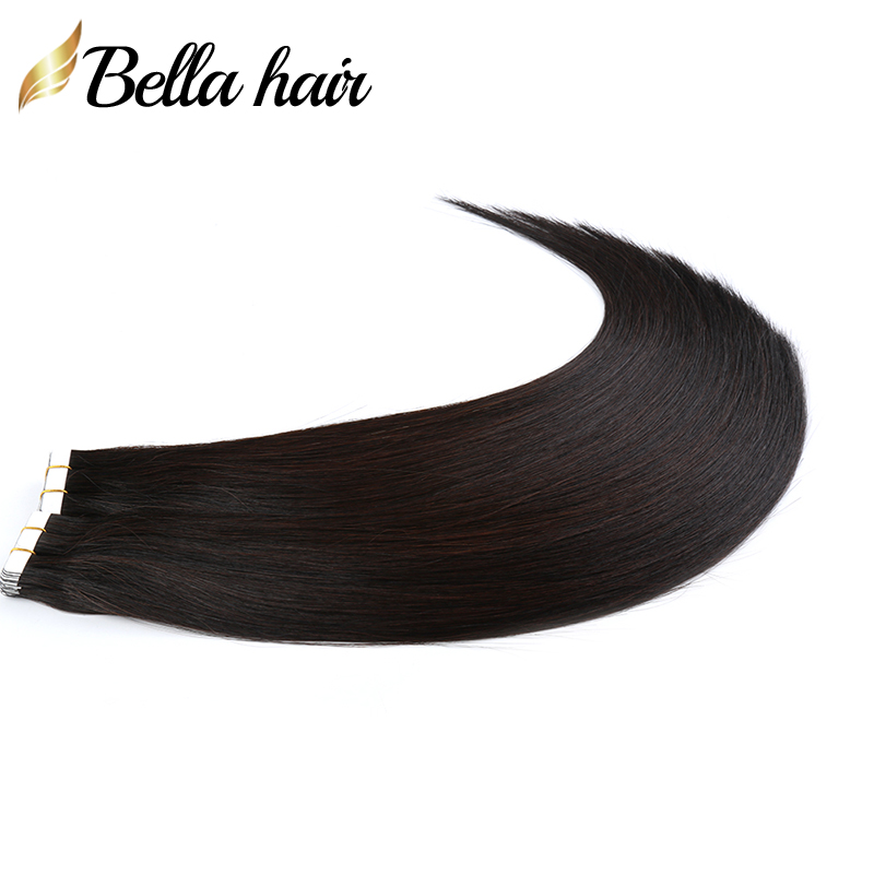 Virgin Remy Human Hair PU Skin Tape in Hair Extensions Natural Black 1B Double Sided Tapes on Hairs Extension 50G Seamless 14-26inch Glue In Extensions Bella Hair