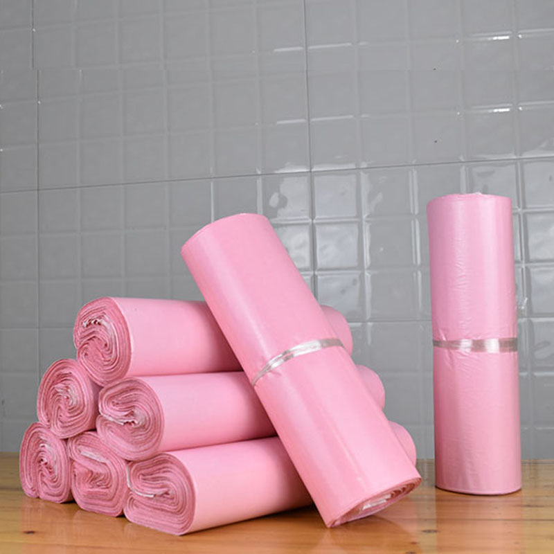 50 Uds. Bolsas de embalaje de mensajería opacas de color rosa claro, bolsa de almacenamiento gruesa, bolsas impermeables PE