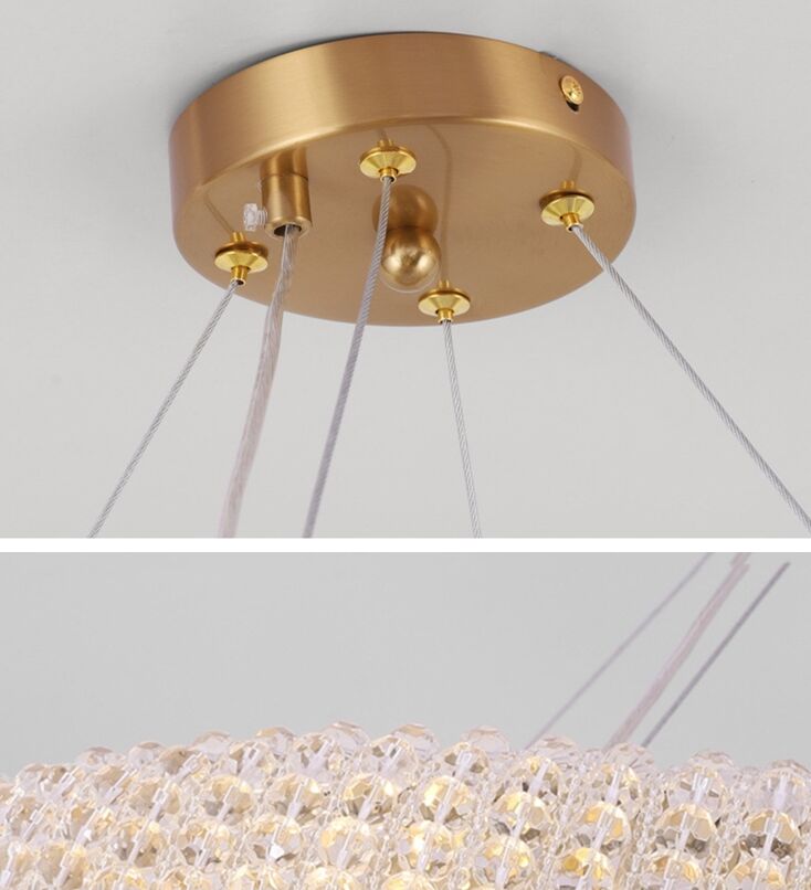 Lustres en cristal ronds de luxe modernes allumant pour les luminaires de décor d'intérieur de chambre à coucher de salon