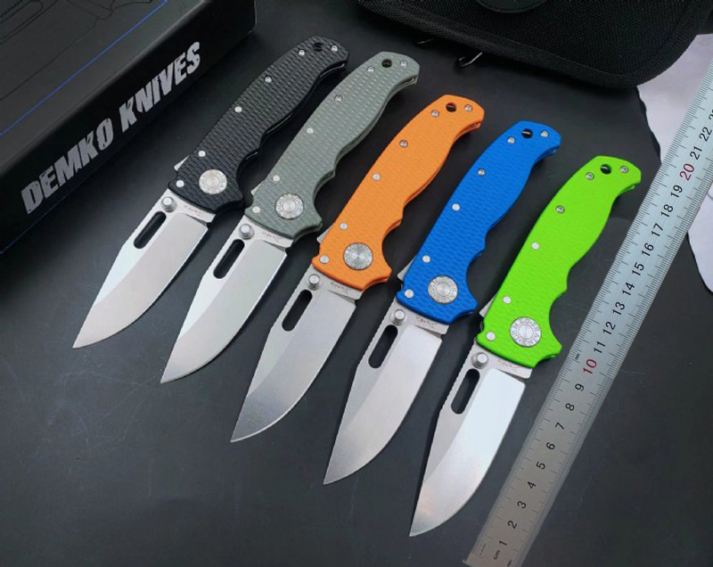 Promotion H1012 AD20.5 Pocket Folding Knife D2 Stone Wash Blade G10 Handle Outdoor Camping Hiking Tactical Folder knives with Nylon Bag and Retail Box