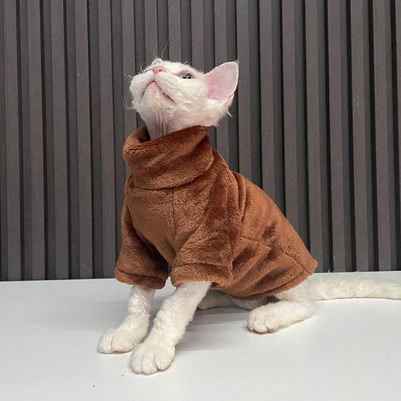 Trajes de gato de inverno espessado, pano de estima￧￣o quente de casaco macio para esfinge gato