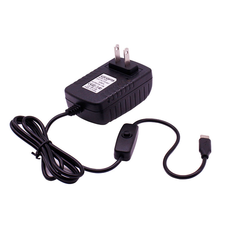 AC 100-240V DC 5V 3A Strömförsörjningsomkopplare Knapp Adapter Laddare Type-C USB Port 5 V Volt för Raspberry PI 4 Model B 4B D3.0