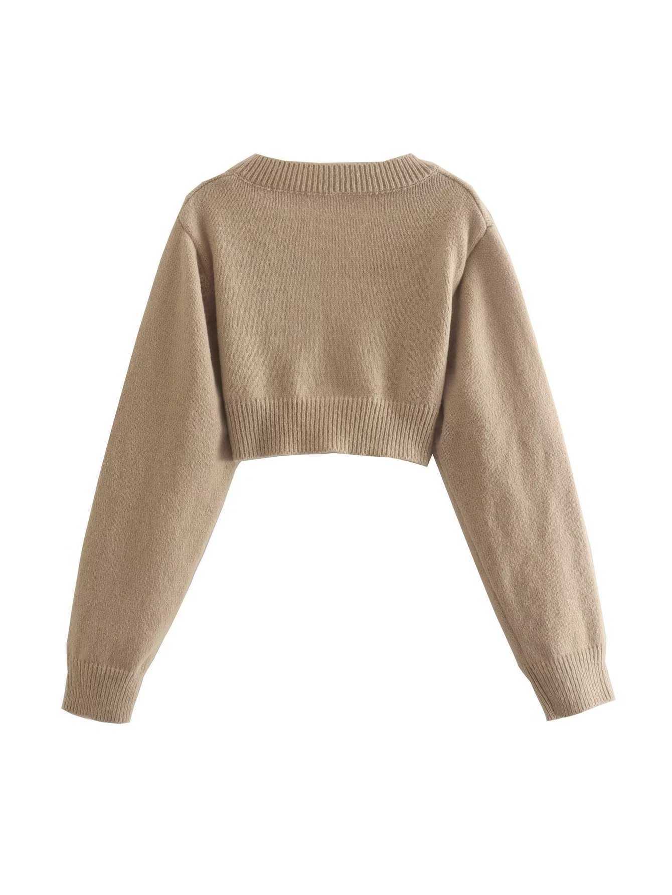 حاكمة النساء Tees Tellhoney Women Fashion Solid V-teac knit Short Pullover Female Long Sleeves Stirt Sweater Smock Tops Tops T221012