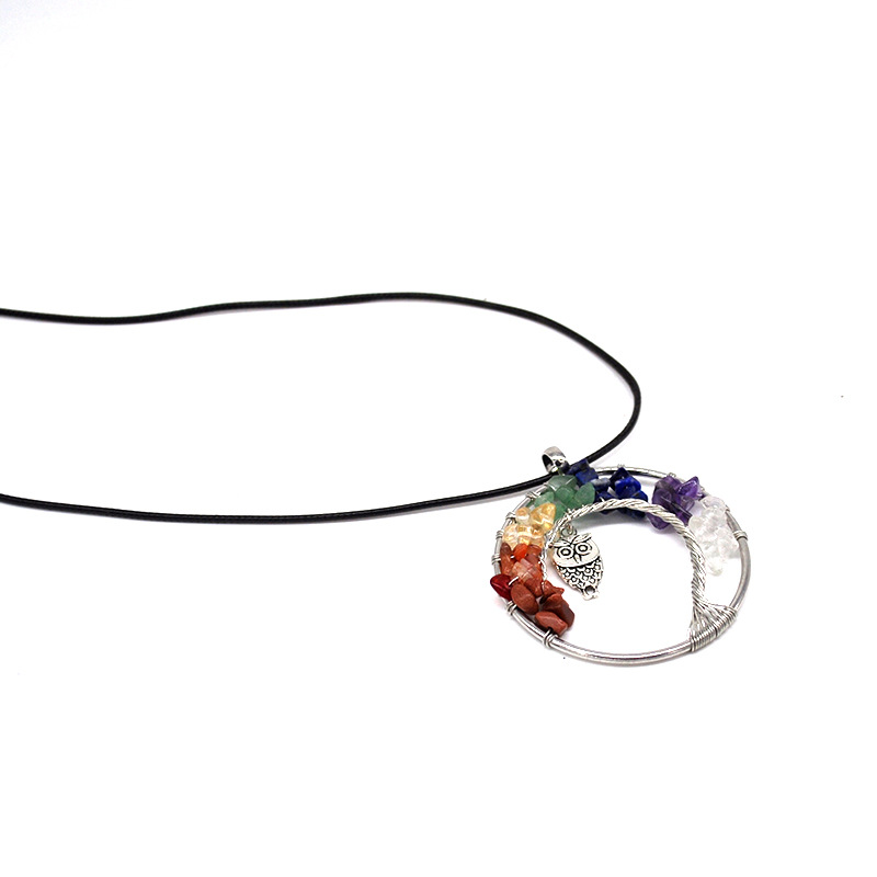 Творческое подвесное ожерелье Совы натуральное хрустальное гравий
