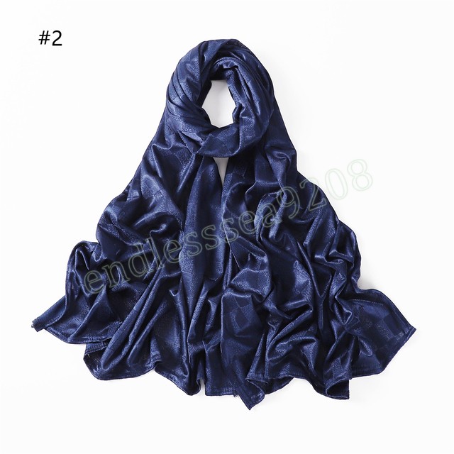 Hjiabs – écharpe Maxi en coton à carreaux pour femmes, châle de luxe scintillant et brillant, bandeau silencieux Pashmina Snood, Hijab musulman, 175x75cm
