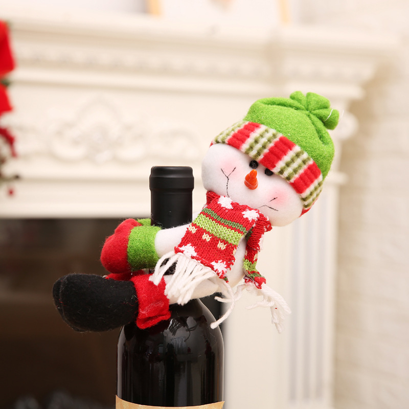 Creative Christmas Decorations Wine Bottle Cover Bag Santa Claus Elk Snowman Doll Ornaments for Home Xmas New Year Dinner Table Decor