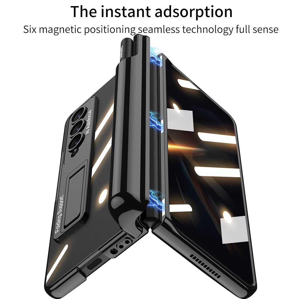 Magnetic Hinge Cases For Samsung Galaxy Z Fold 4 Case Glass Privacy Screen Protector Pen Container Hard Cover