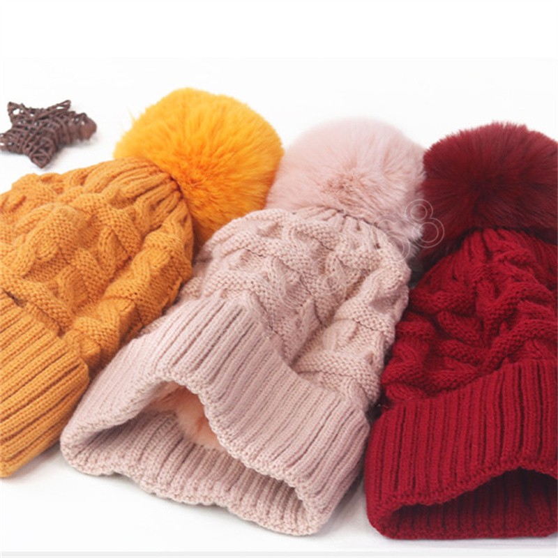 Gorro feminino outono inverno gorros grossos, quentes, vermelhos e amarelos, chapéus de malha ao ar livre para mulheres gorros de cor sólida