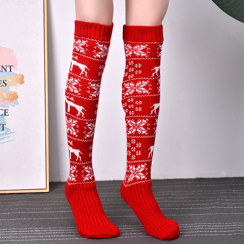 Christmas socks Women039s Long Knitted Stocking For Girls Ladies Women Winter Knit Sock Thigh High Over The Knee stockings6653711