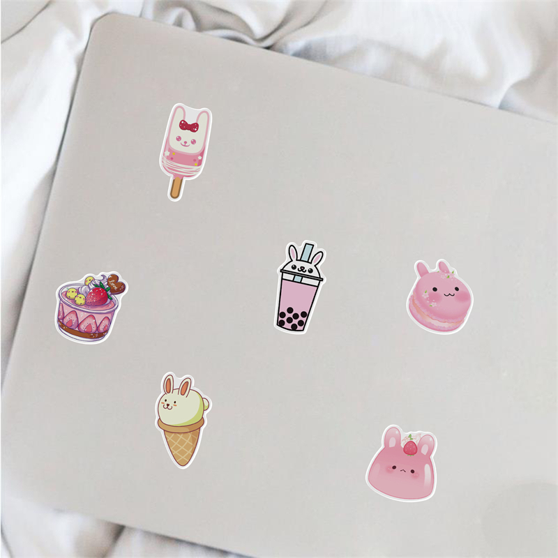 Cute pink Rabbit Waterproof Vinyl Stickers Decals for Laptop Water Bottles Bike Skateboard Luggage Computer Toy Phone Snowboard DIY for Kids Girls Teens HT064