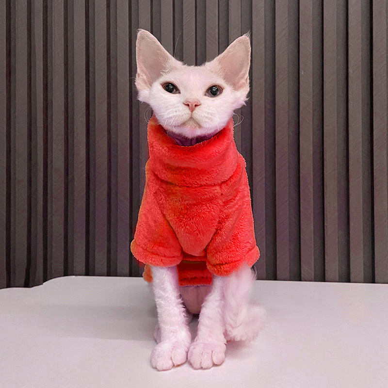 Trajes de gato de inverno espessado, pano de estima￧￣o quente de casaco macio para esfinge gato