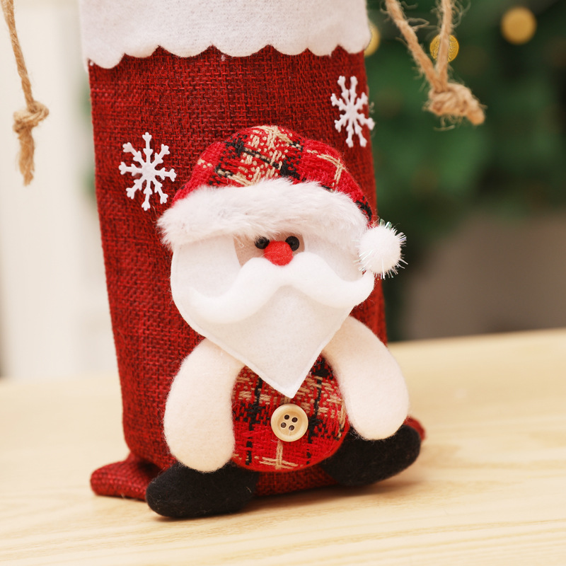 Dekoracje świąteczne butelka do wina torba do butelki wina Snowman Santa Claus Bear Elk Moose Toppers Ozdoby do domu na świąteczność noworo