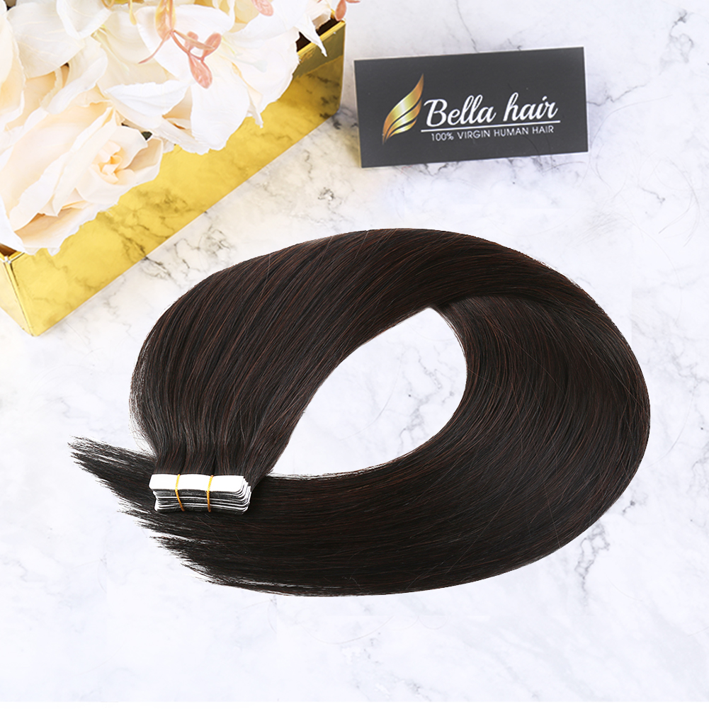 Virgin Remy Human Hair Tape Skin Tape In Hair Extensions Natural Black 1b Dwuściaste taśmy na włosach przedłużenie 50 g bezproblemowo 20-26 cali klej w przedłużanie Bella Hair