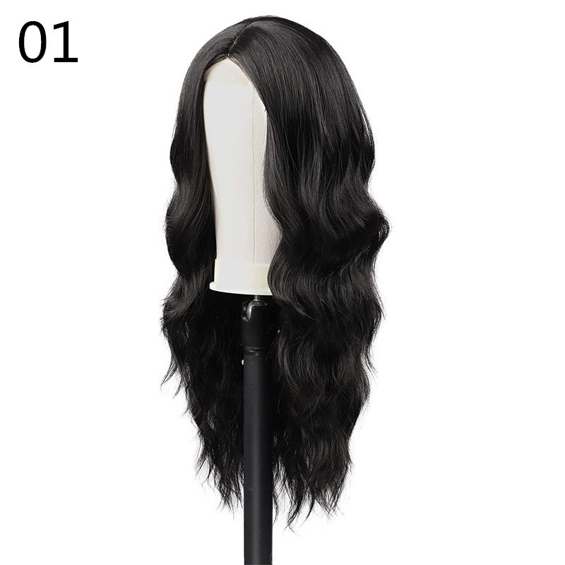 Koronkowa peruka przednia dla kobiet syntetyczna naturalna część środkowej części cosplay imprezowe peruki włosy kolor długie faliste fałszywe włosy