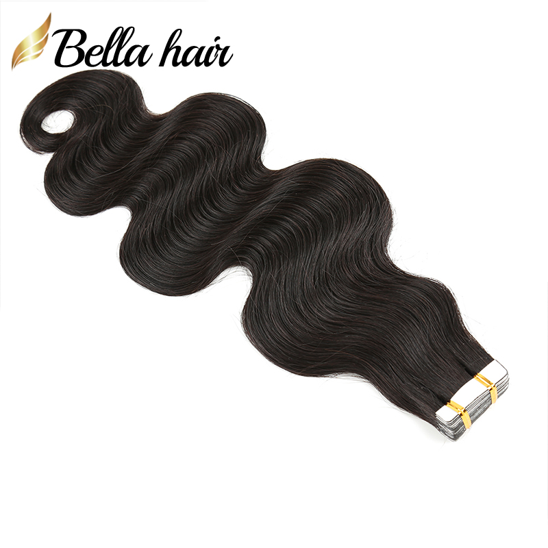 Remy Tape in Hair Extensions Body Wave Wavy Seamless Skin Weft Glue Human Hairpieces with Invisible Double Sided Tapes 50G B4239192