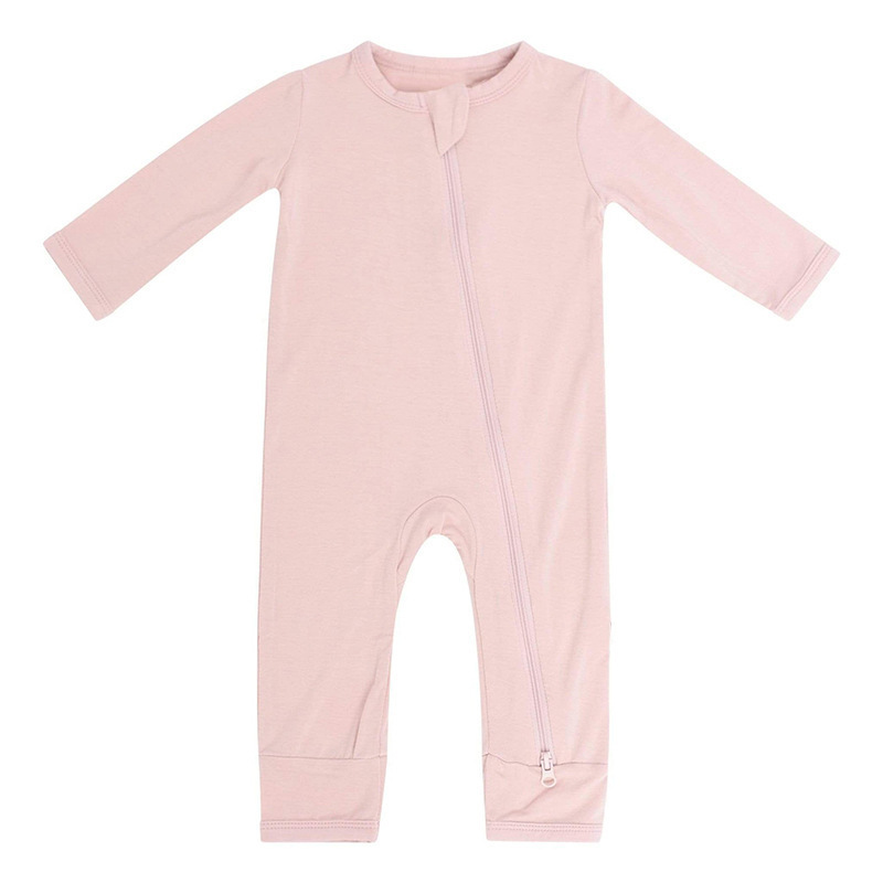 Tulum Bebek Romper Bambu Elyaf Erkek Bebek Kız Giysileri doğan Fermuar Footies Tulum Katı Uzun Kollu Bebek Giyim 024 M 221.013