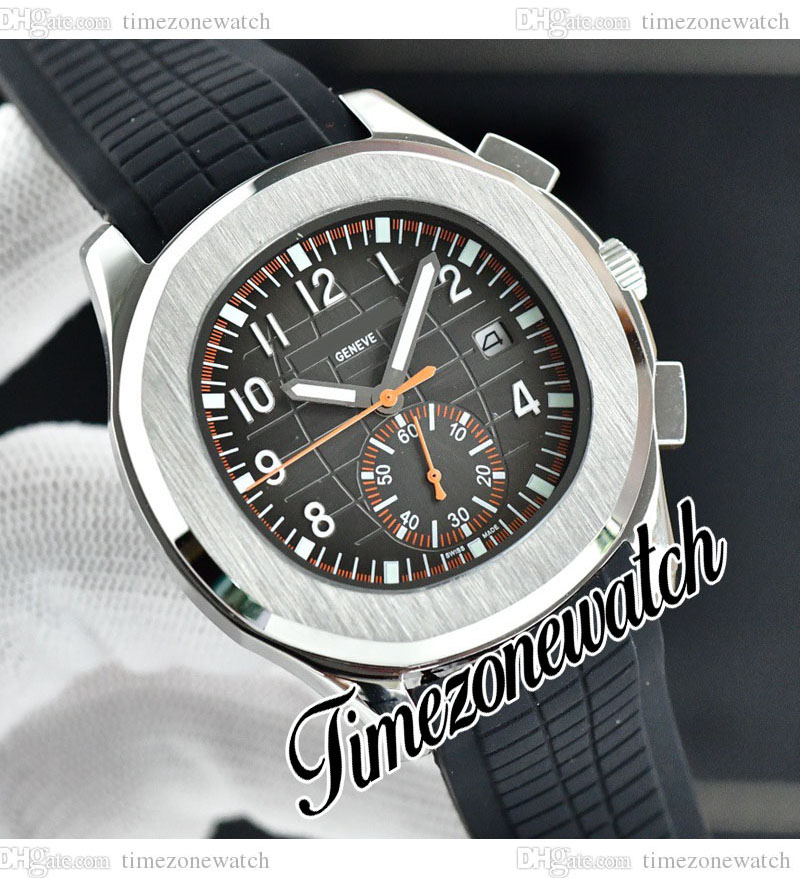 41 mm Aquanaut 5968 Automatische heren Watch 5968G 5968A Grijze textuur Dial Steel Case No Chronograph Gray Rubber Strap Sport Watches TimeZoneWatch E236C3