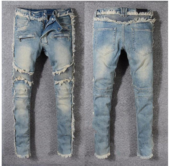 Jeans pour hommes en pantalon hip hop classique styliste en d￩tresse de moto lav￩e de denim coll￨ge coll￨ge sketny piste streetwear droite taille 29-42 jean ￠ glissi￨re 29-42