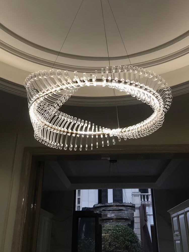 Lampadari a soffitto rotondi dorati dal design moderno la sala da pranzo della camera da letto Lampada da galleria d'arte Apparecchio illuminazione a sospensione a led interni