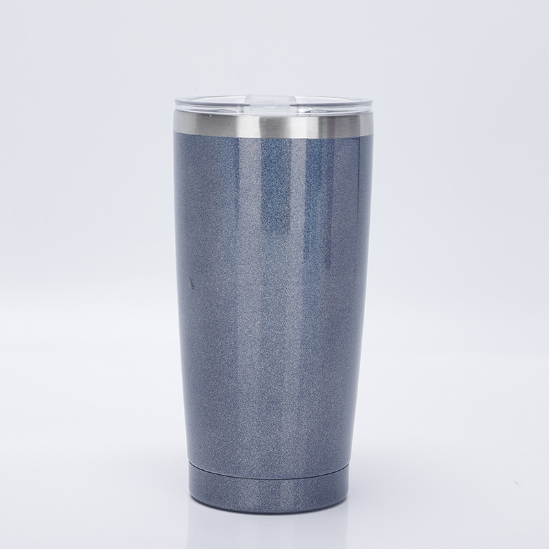 Vaso de brillo de 20 oz, vaso de coche de sublimación brillante con tapa, vasos de agua de café con aislamiento al vacío de acero inoxidable de doble pared, logotipo personalizado