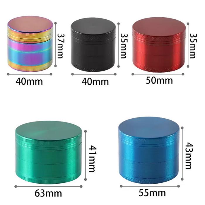 40mm 50mm 55mm 63mm grinder tobacco Smoking Accessories 4 layer Zinc Alloy Metal Spice Dry Herb Crusher Manual Grass Spice grinders Custom Logo