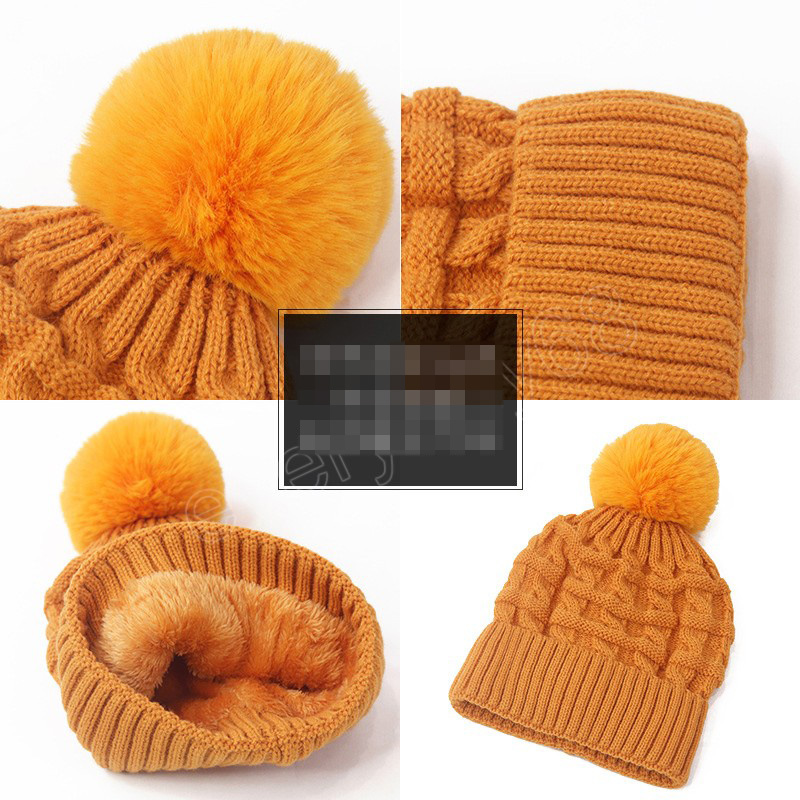 Gorro feminino outono inverno gorros grossos, quentes, vermelhos e amarelos, chapéus de malha ao ar livre para mulheres gorros de cor sólida