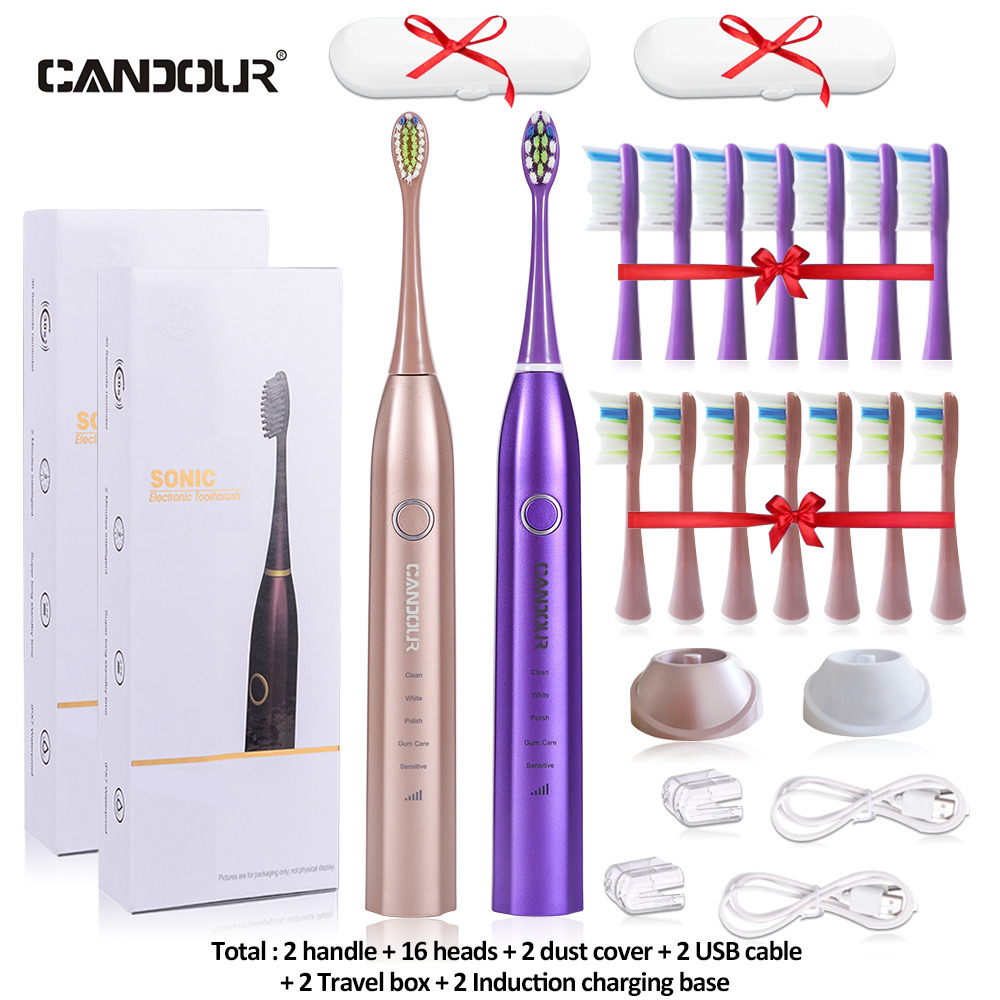 Zahnb￼rste Candor CD-5168 Sonic Electric Zahnb￼rste wiederaufladbare Zahnb￼rste IPX8 Wasserdicht 15 Modus USB-Ladeger￤t Ersatzk￶pfe Set 221013