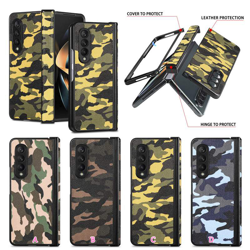 Z Casos de couro de camuflagem Z Fold4 Para Samsung Z Fold 4 3 Fold4 Galaxy Fold3 Zfold3 Ex￩rcito Camers Militar Camer capa Flip Business Flip Folding Shopfrop Bouches