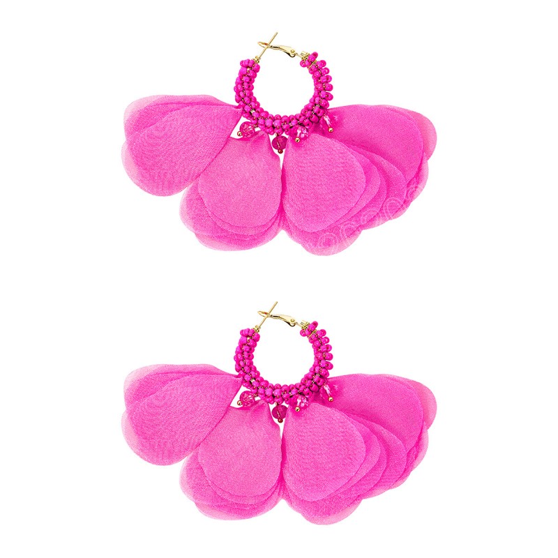 Boucles d'oreilles Boho en dentelle et mousseline de soie pour femmes, bijoux légers à la mode, tressés à la main, perlés, floraux