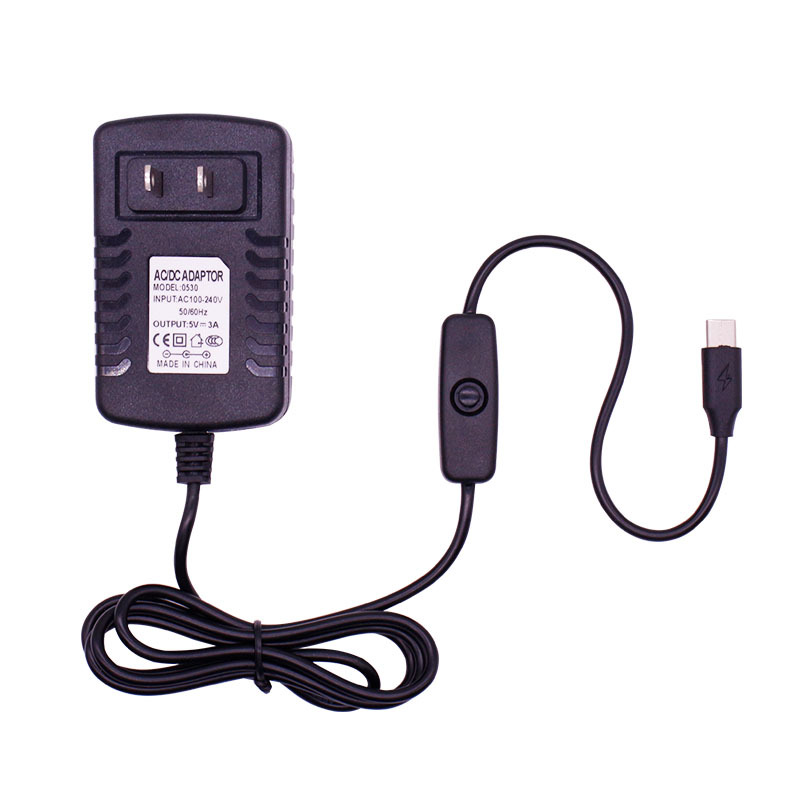 AC 100–240 V DC 5 V 3 A Netzteil Schalter Taste Netzteil Ladegerät Typ C USB-Anschluss 5 V Volt für Raspberry Pi 4 Modell B 4B D3.0