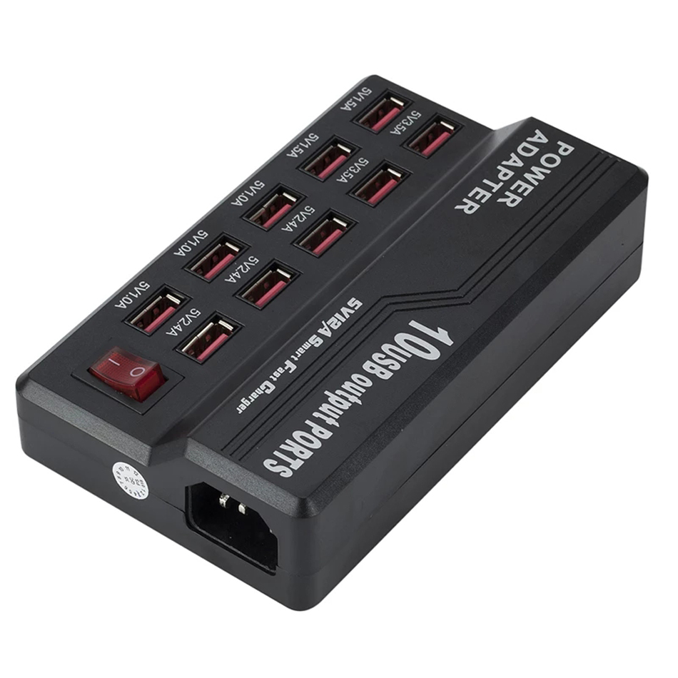 Multi 10 Port USB Power Power Power Station для iPhone iPad LG Samsung Huawei с европейским адаптерным зарядным устройством