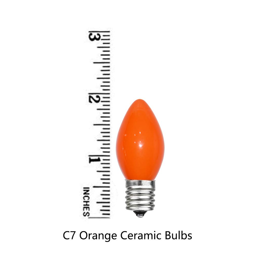 de 25 ampoules LED de rechange C7 de Noël Lumière orange transparente Lumières de Noël pour patio extérieur Guirlande lumineuse C7/E12 Candélabre Base 5 W