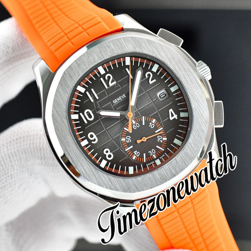 41 mm Aquanaut 5968 Automatische heren Watch 5968G 5968A Grijze textuur Dial Steel Case No Chronograph Gray Rubber Strap Sport Watches TimeZoneWatch E236C3