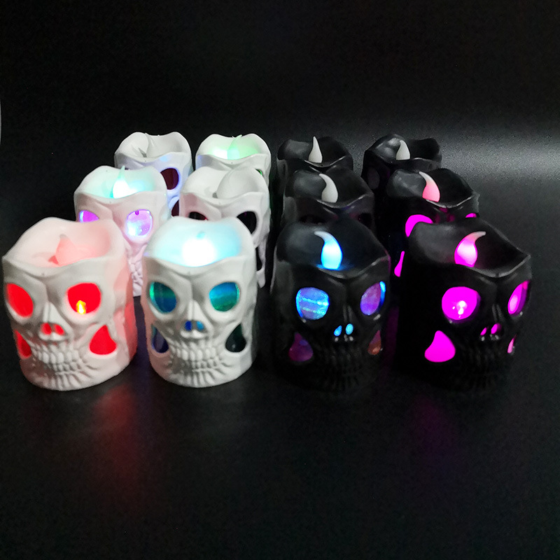 Skeleton Candle Light Decoration Portable LED Skull Flickering Horror Colorful Tea Lights Colourful For Halloween