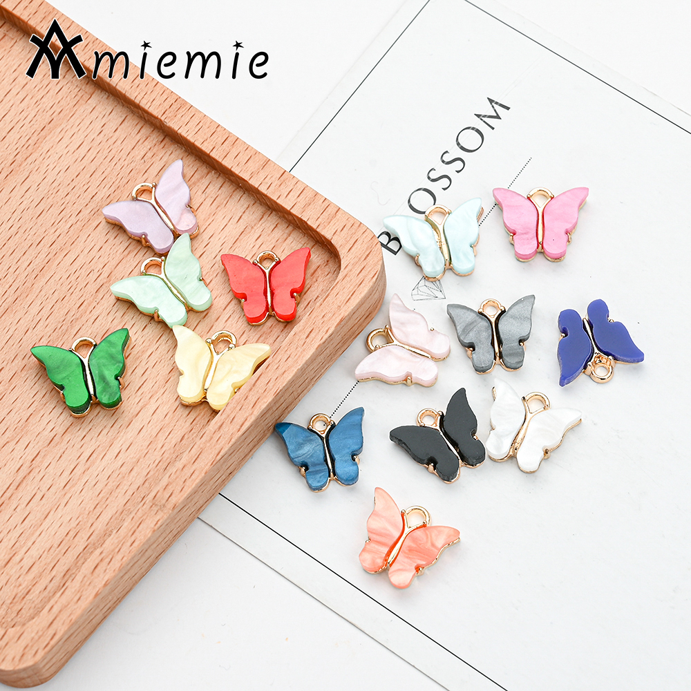 J￳ias de moda 10pcs resina animais de borboleta encharts para j￳ias Fazendo pingentes colares de brincos fofos