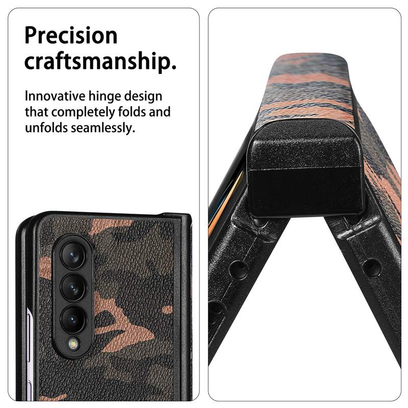 Z FOLD4 Camouflage Lederen Wallet Cases voor Samsung Z Fold 4 3Vad4 Galaxy Fold3 Zfold3 leger Militaire camo -houder Flip Cover Business Flip Folding Shockproof Pouches