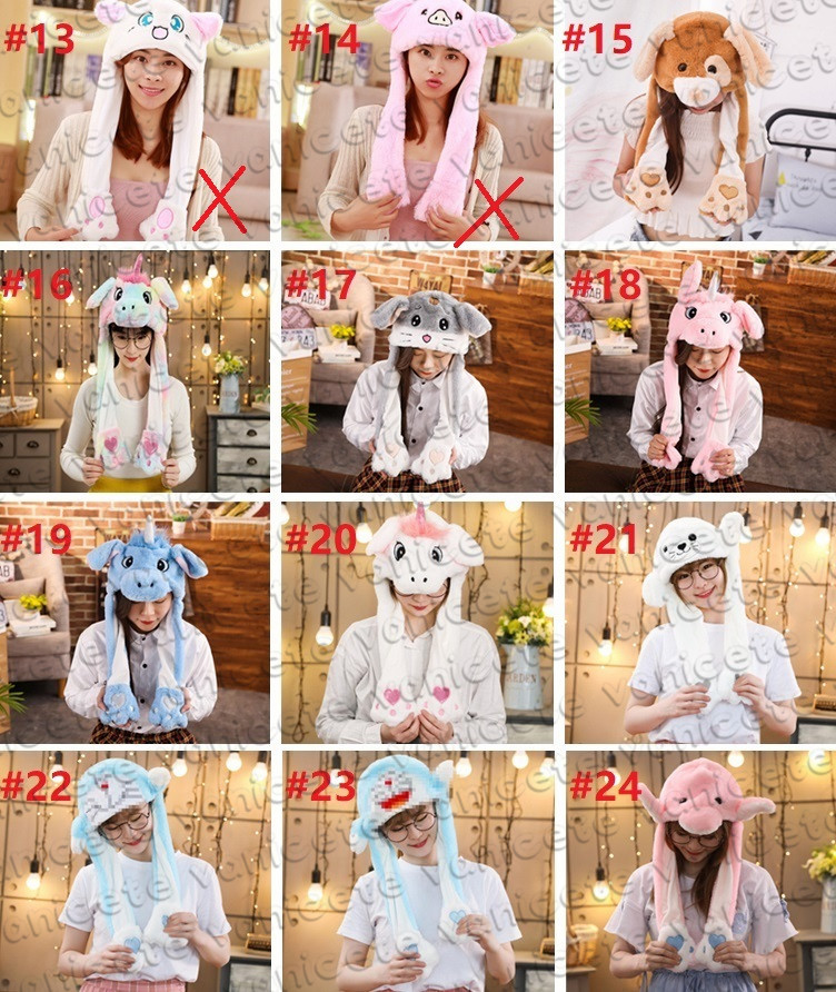 Fashion Ear Moving Hat Kids Soft Lovelon Cartoon Plexh Winter Cap boné de Natal Misfarada Caps de Halloween Festa de Halloween Hats LT093