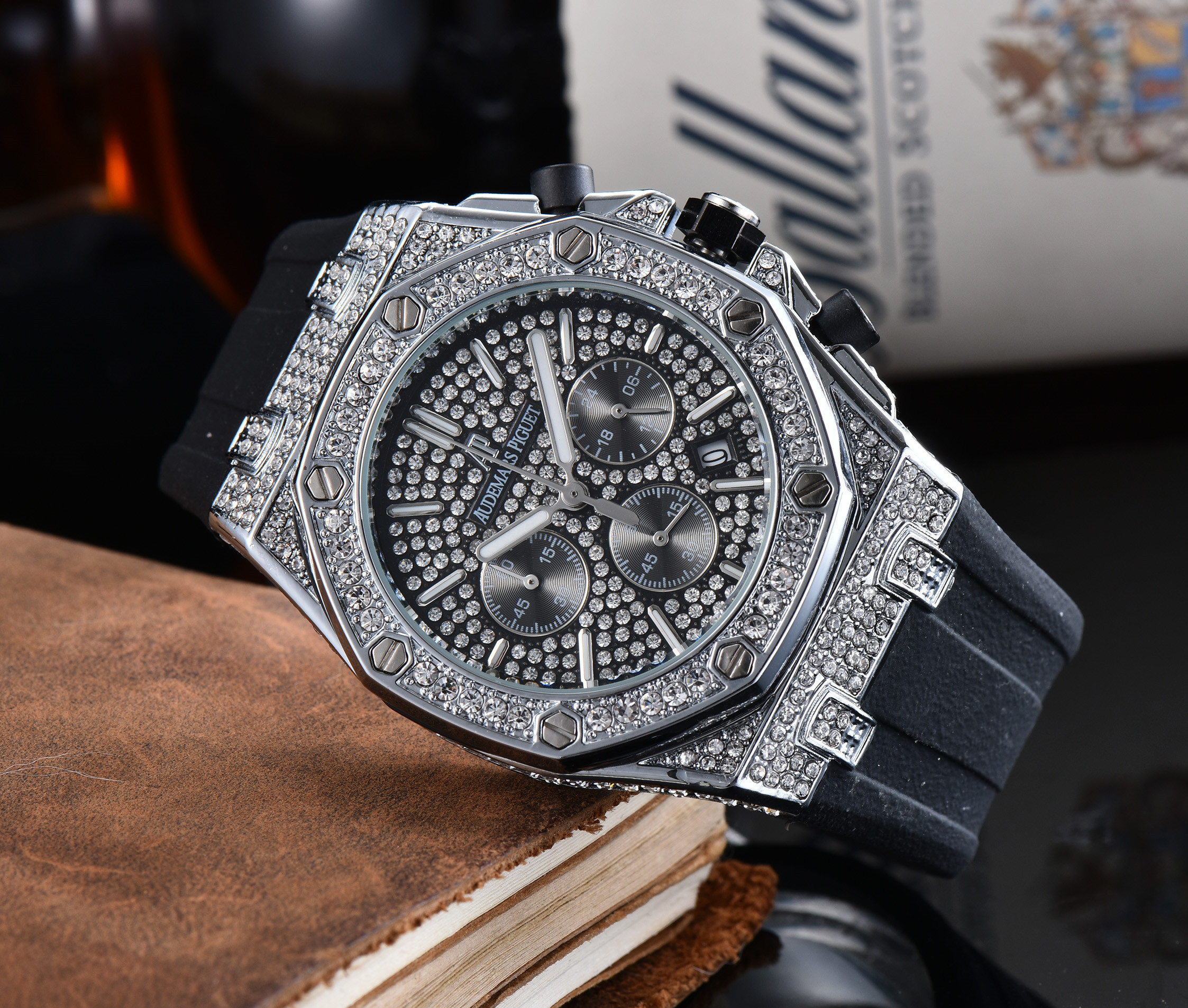 2022 Men Silicone Luxury A Watch 6 Pin Feature Quartz Second Running Chronograph Business Fashion Wristwatch Waterproof 24 3018