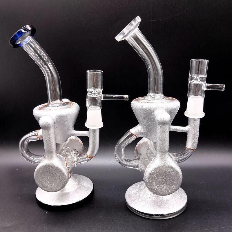 Silver Glass Water Bong Hookahs Oil Dab Rigs Recycler Heady Smoking Pipes Shisha,Easy to clean, thick base for glass bong