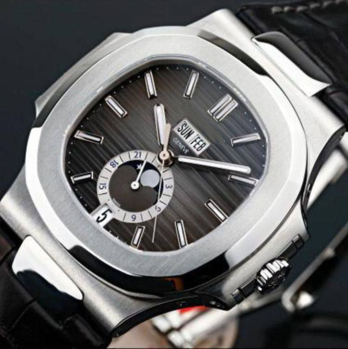 5711 1A-010 Sport Watch mens automatic mechanical watches Silver Case Blue Dial Stainless Luxury Band Mens Watches255M