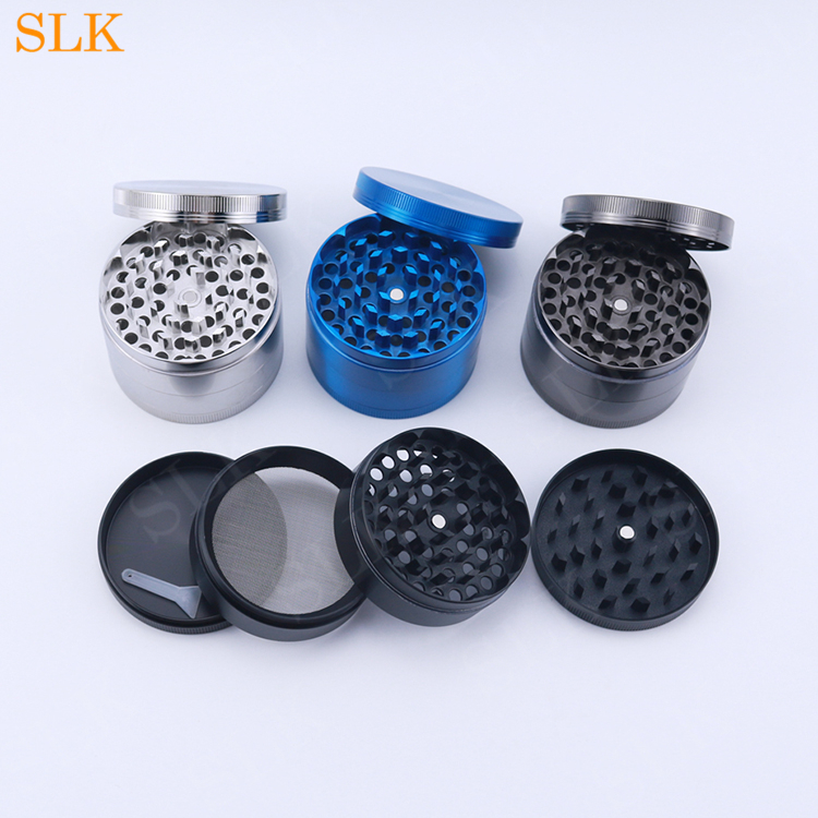 Tabak Herb Lijsten Rookaccessoires 40 mm 50mm 63 mm 4 Partsscherb Grinder CNC Tanden Filter Net Droog Herb Vaporizer Pen Kleuren DHL/FedEx/UPS Gratis