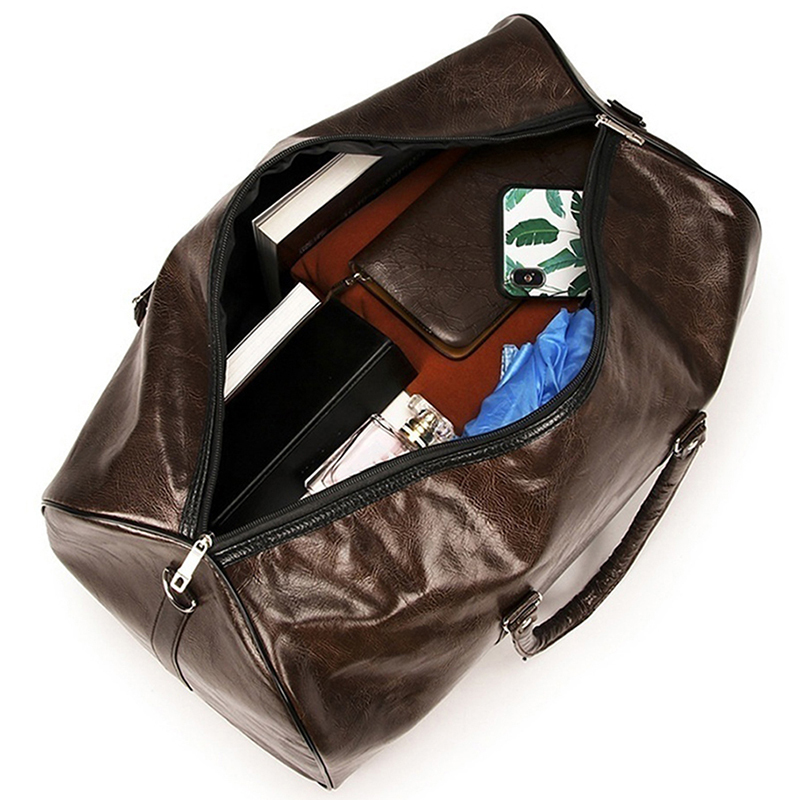 Duffel Bags Leather Travel Stor Duffle Independent Big Fitness Handbag Bagage Shoulder Black Men Fashion Zipper Pu L221105