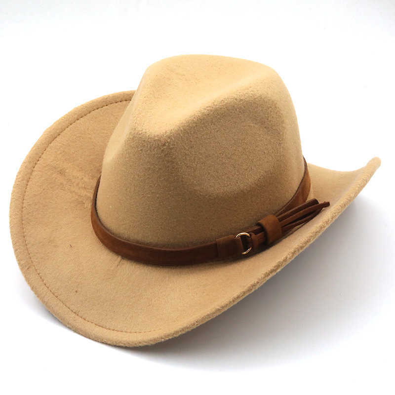 Feanie/crânio Caps larga variação fedora chapéu de lã de lã de cowboy ocidental para cavalheiro jazz jazz cowgirl com couro cloche igreja Sombrero Cap T221013