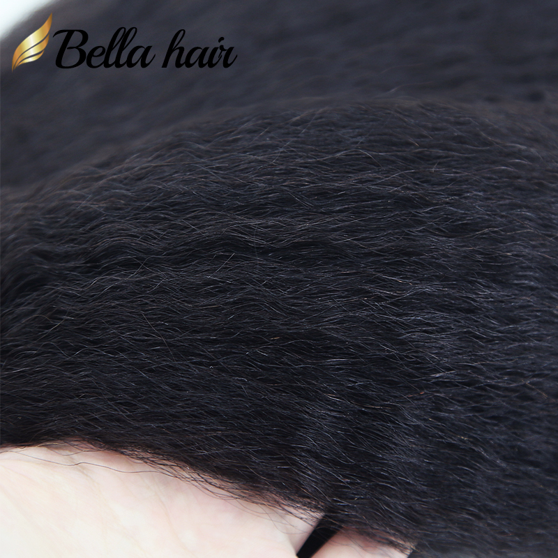 Bella Hair Extensions de Cheveux Humains Trame PU Kinky Straight Tapes ins Extension de Cheveux Réels pour Femmes Noires Couleur Naturelle Colle Double Face Remy Bundles 50g Bella Hair
