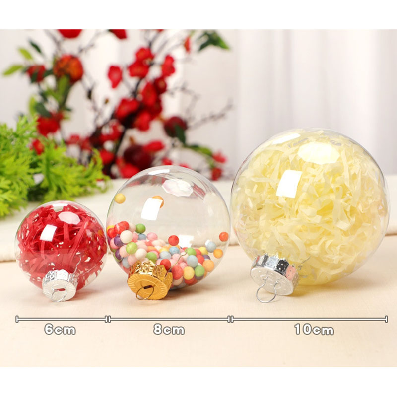 New Golden Silvery Transparent Christmas Ball Plastic Baubles Clear Fillable Xmas Tree Hanging Ornament Decor Toys New Year Decorations wedding gift boxes