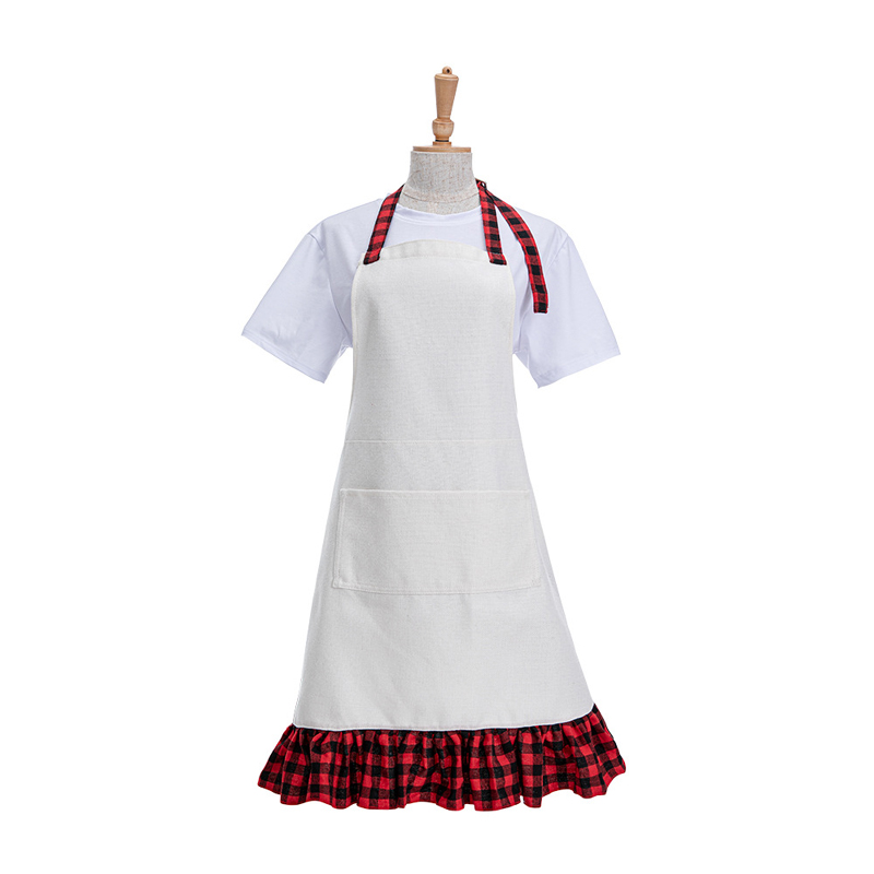 Aprons Sublimation DIY White Blank Cotton Linen Sleeveless Kitchen Pinafore Can Hang Neck